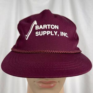 Vintage 90s Barton Supply Inc. Adult OS Purple White Retro Rope Snapnack Hat Cap